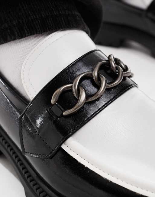 ASOS DESIGN loafers in black with silver chain | ASOS display picture 1
