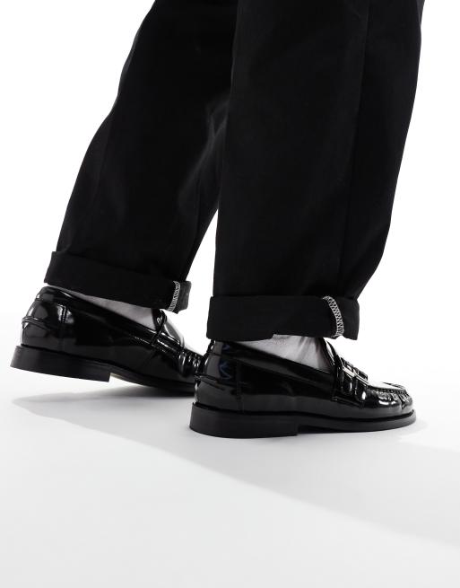 ASOS DESIGN loafers in black with wedge sole and buckle, 3 of 4