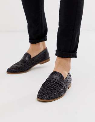 ASOS DESIGN loafers in black woven 