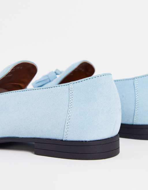 ASOS DESIGN loafers in blue faux suede