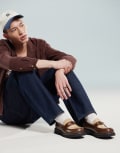 [ASOS DESIGN] ASOS DESIGN loafers in brown and beige with gold hardware 43 Brown