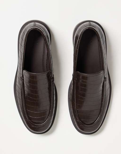 ASOS DESIGN loafers in brown faux-croc print, 3 of 3