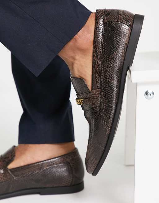 Asos black cheap leather loafers