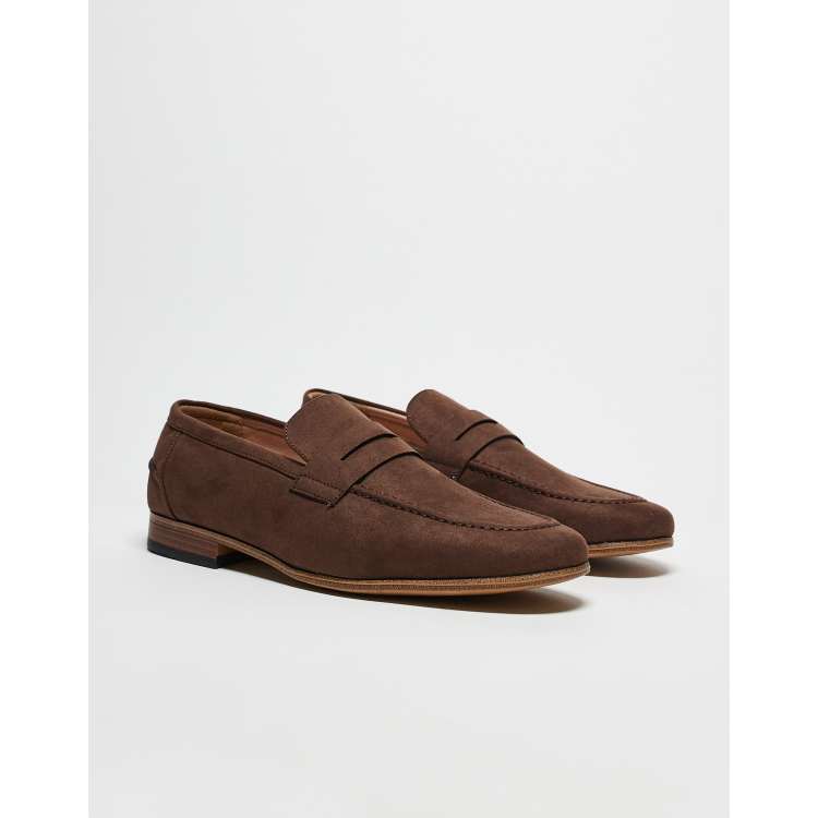 ASOS DESIGN loafers in brown faux suede with natural sole