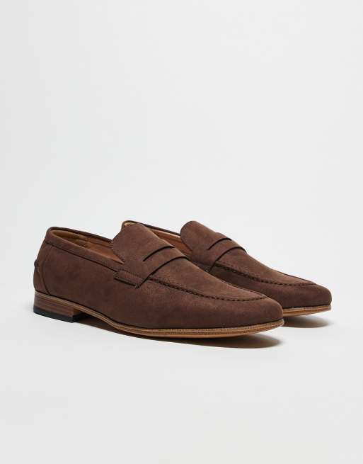  ASOS DESIGN loafers in brown faux suede with natural sole