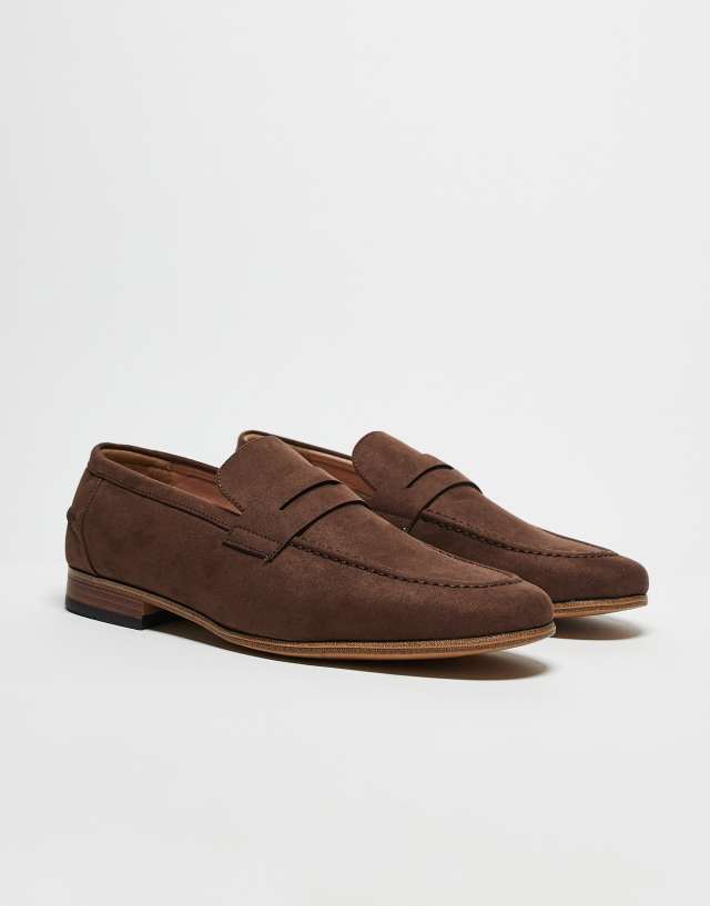 ASOS DESIGN loafers in brown faux suede with natural sole