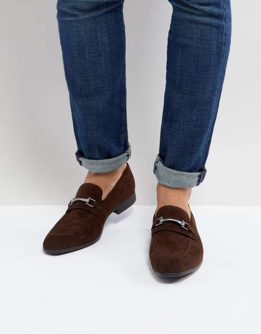 faux suede chunky snaffle loafer