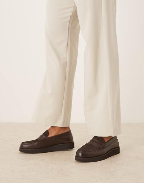 ASOS DESIGN loafers in brown leather and suede mix - view 1