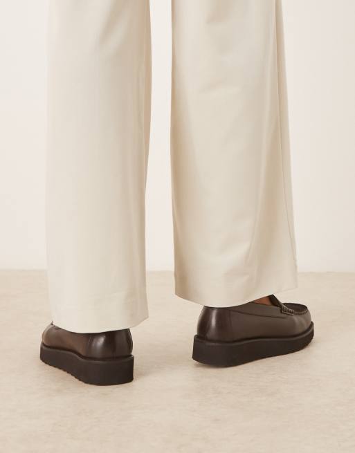 ASOS DESIGN loafers in brown leather and suede mix