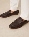 [ASOS DESIGN] ASOS DESIGN loafers in brown leather weave 43 BROWN
