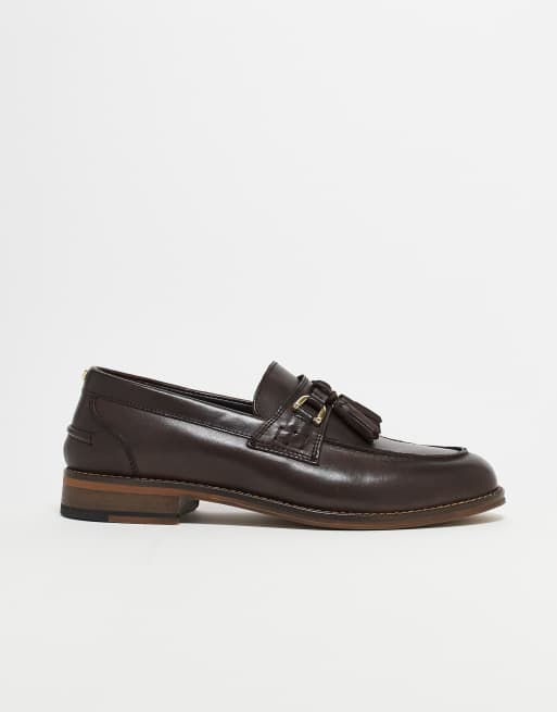 ASOS DESIGN loafers in brown leather with tassel