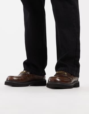 Asos Design Loafers In Brown