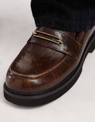 Asos Design Loafers In Brown