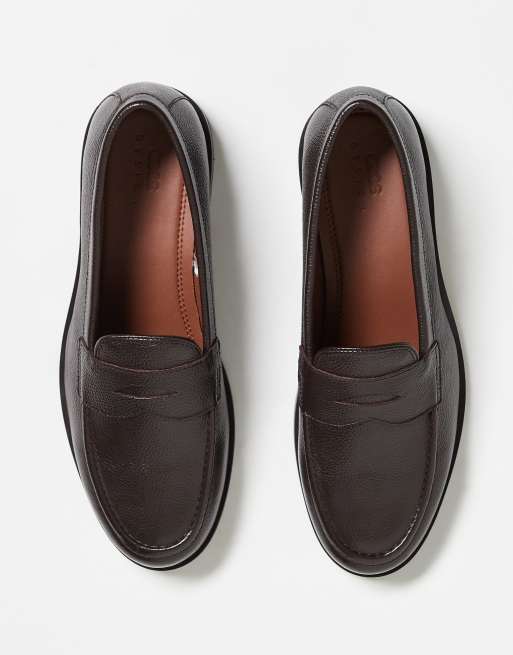 ASOS DESIGN loafers in brown tumbled leather, 3 of 3