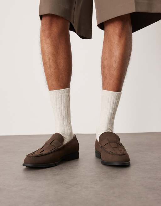 ASOS DESIGN loafers in brown with weave detail