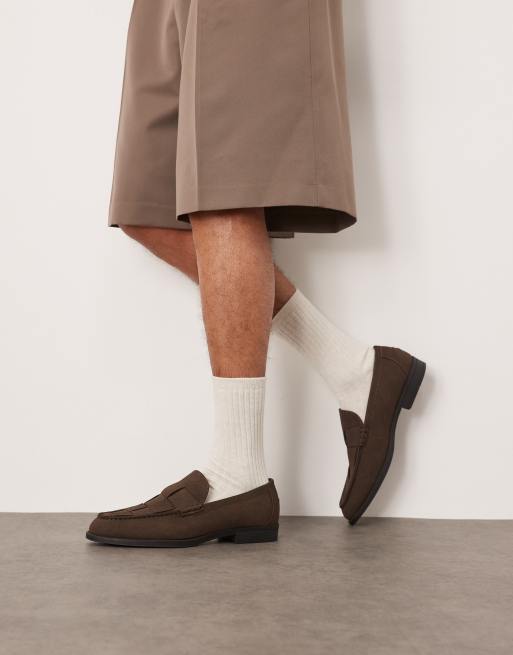 ASOS DESIGN loafers in brown with weave detail