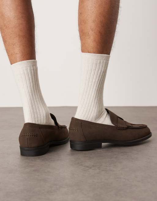 ASOS DESIGN loafers in brown with weave detail