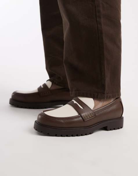 ASOS DESIGN - Loafers in brui en crème met zool met profiel - view 1