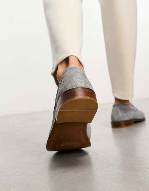 ASOS DESIGN loafers in dark gray suede with natural sole | ASOS display picture 1