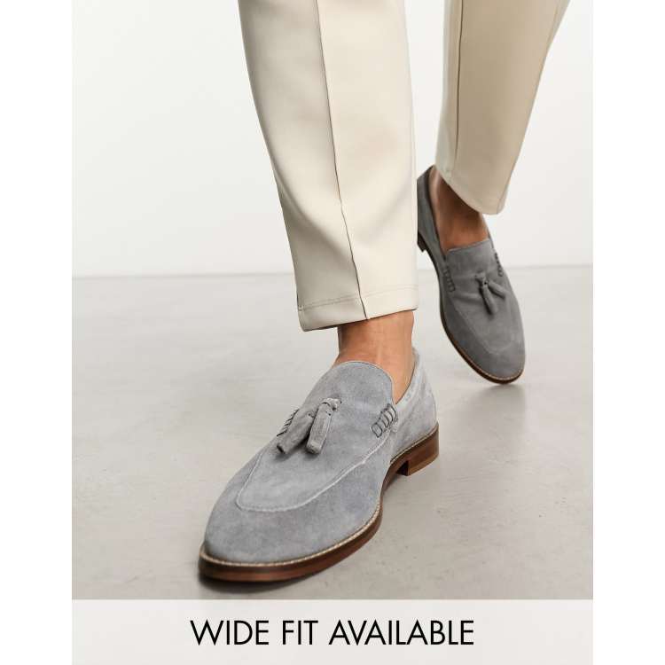 ASOS DESIGN loafers in dark grey suede with natural sole | ASOS