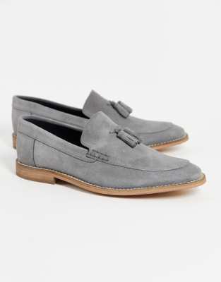 gray suede moccasins