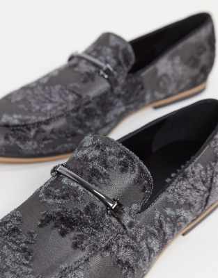 grey velvet loafers