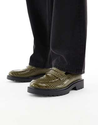 Asos Design Loafers In Green