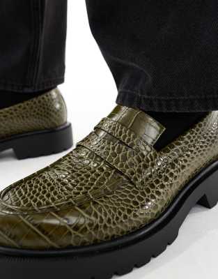 Asos Design Loafers In Green