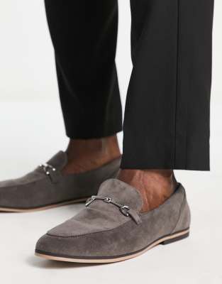 ASOS DESIGN loafers in grey faux suede 