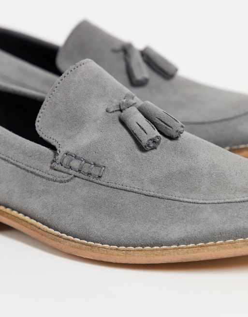 Mens grey cheap suede loafers