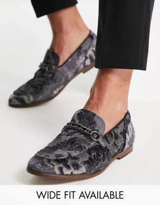 grey velvet loafers mens