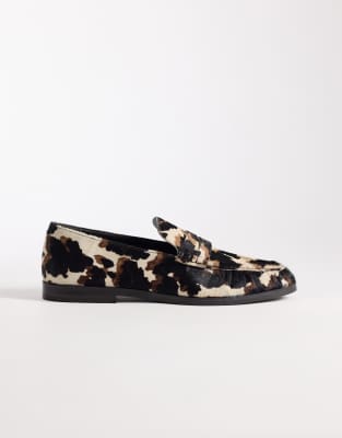  loafers in leather cow print