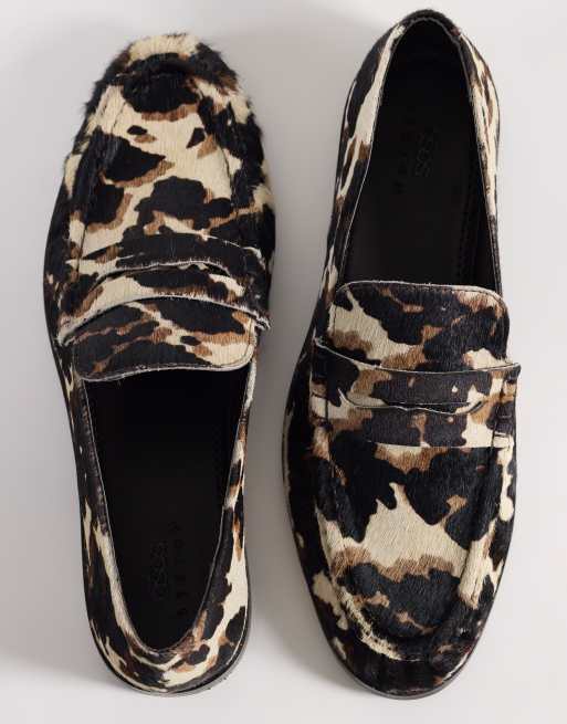 ASOS DESIGN loafers in leather cow print, 2 of 4