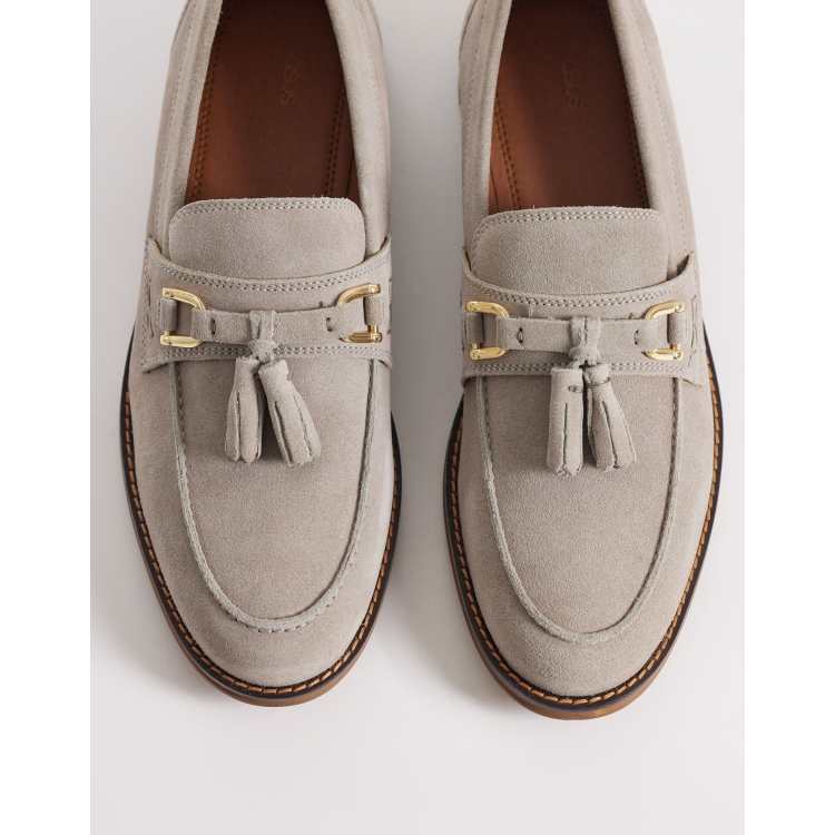 ASOS DESIGN loafers in light gray suede with tassel | ASOS display picture 1