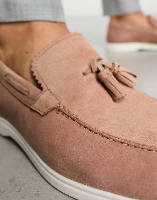 ASOS DESIGN loafers in brown faux suede with natural sole