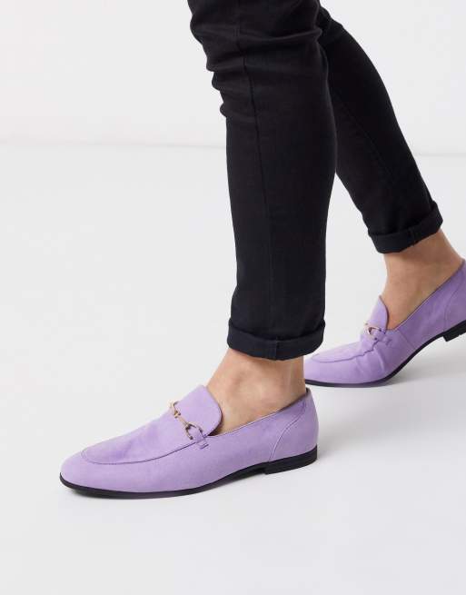 Purple store suede loafers