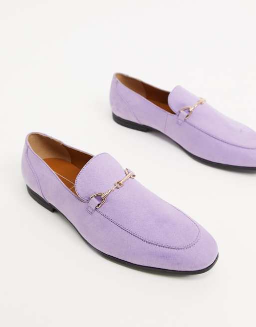 ASOS DESIGN loafers in lilac faux suede with snaffle