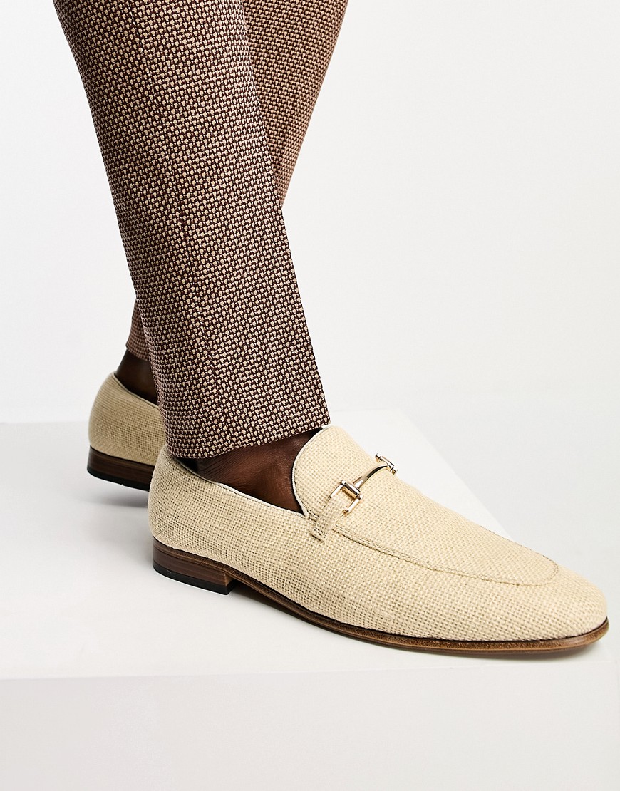Asos Design Loafers In Natural Weave With Snaffle Detail-neutral