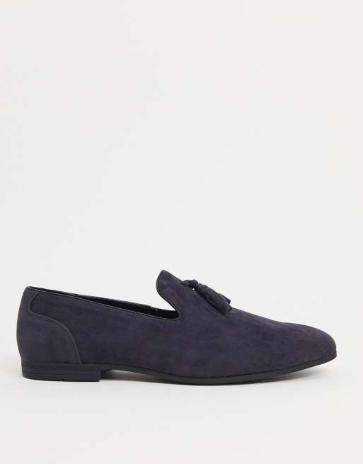 ASOS DESIGN loafers in navy faux suede