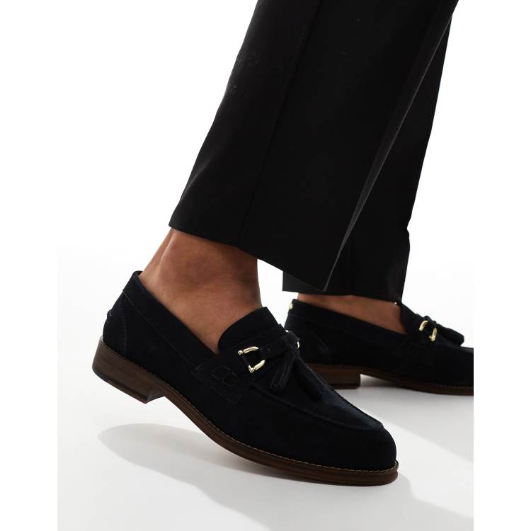 ASOS DESIGN loafers in navy suede with tassel