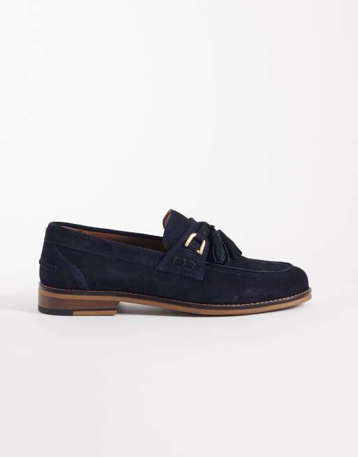 ASOS DESIGN loafers in navy suede with tassel, 2 of 4