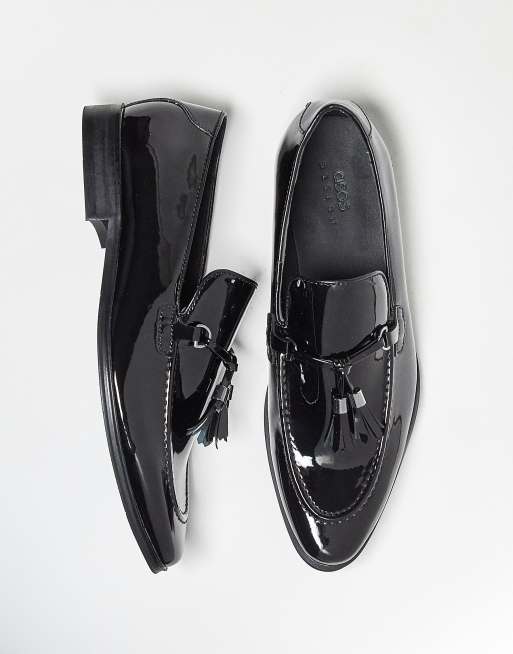 ASOS DESIGN loafers in patent with tassel