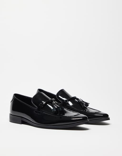 ASOS DESIGN loafers in patent with tassel
