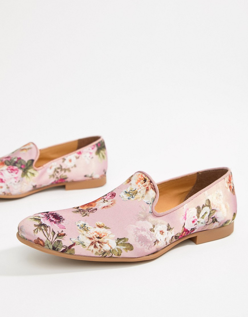 Asos Design Loafers In Pink Floral Print