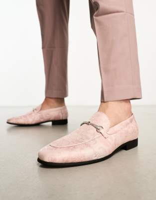 ASOS DESIGN loafers in pink jacquard print