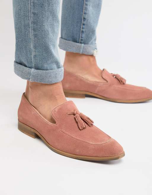 ASOS DESIGN Loafers In Pink Suede With Natural Sole | ASOS