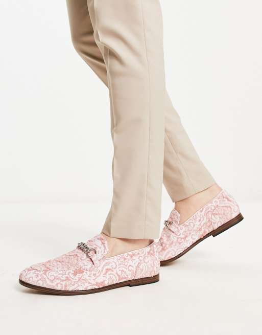 ASOS DESIGN loafers in pink velvet with chain detail | ASOS