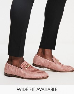 ASOS DESIGN loafers in pink velvet