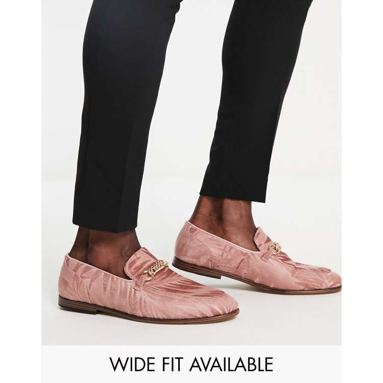 ASOS DESIGN loafers in pink velvet