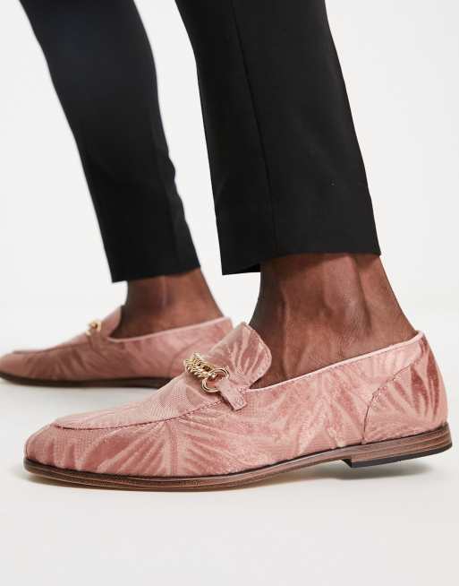 ASOS DESIGN loafers in pink velvet